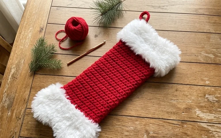 Easy Crochet Dog Bone Stocking Free Pattern