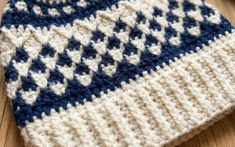 Winter Ski Beanie Hat for Men Free Crochet Pattern