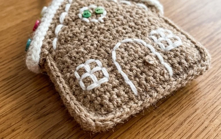 Easy Gingerbread House Crochet Ornament - Repeat Crafter Me