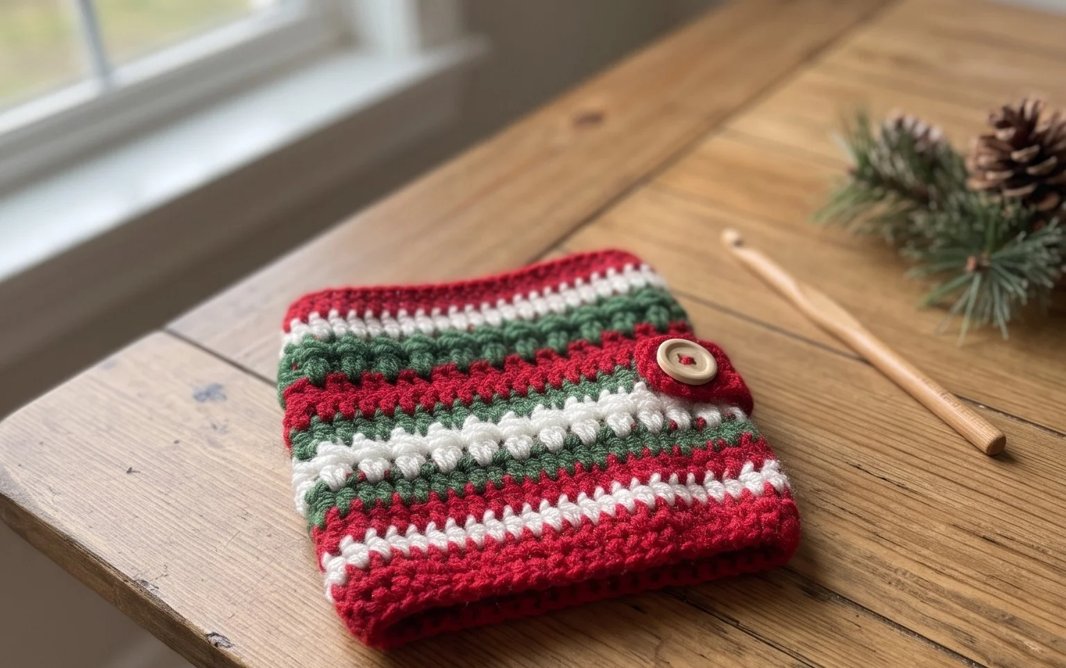 Easy Christmas Mug Cover Free Crochet Pattern Step-by-Step
